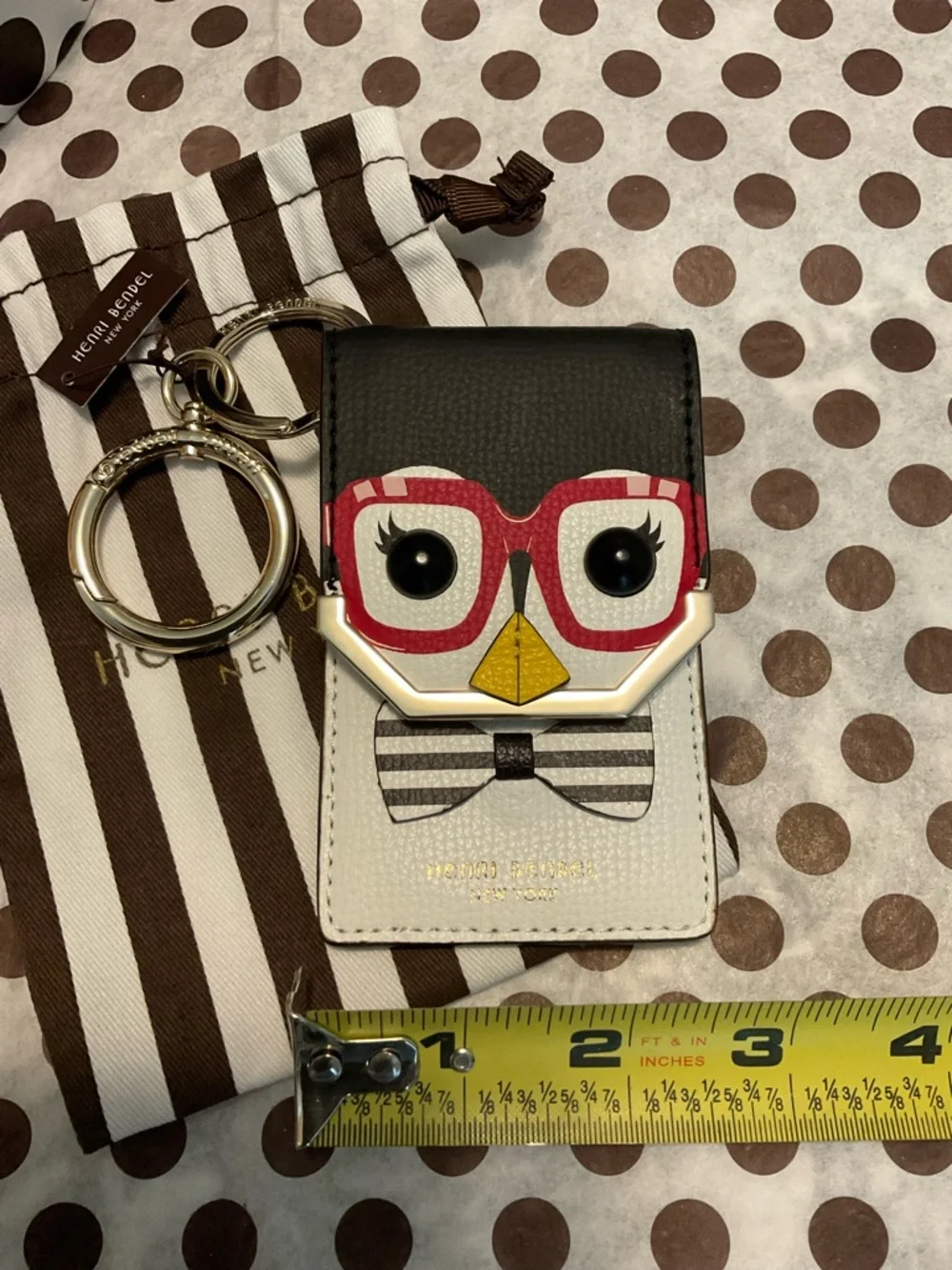 NWT Henri Bendel Quinn Card Case Holder Key Chain Purse Charm w Dust Bag